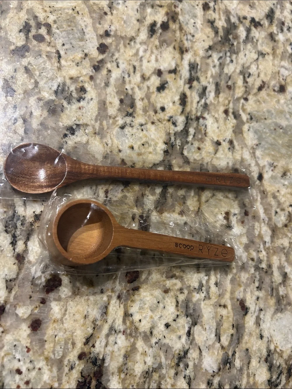 Ryze Wooden Scoop Spoon and Stir Spoon, NWT